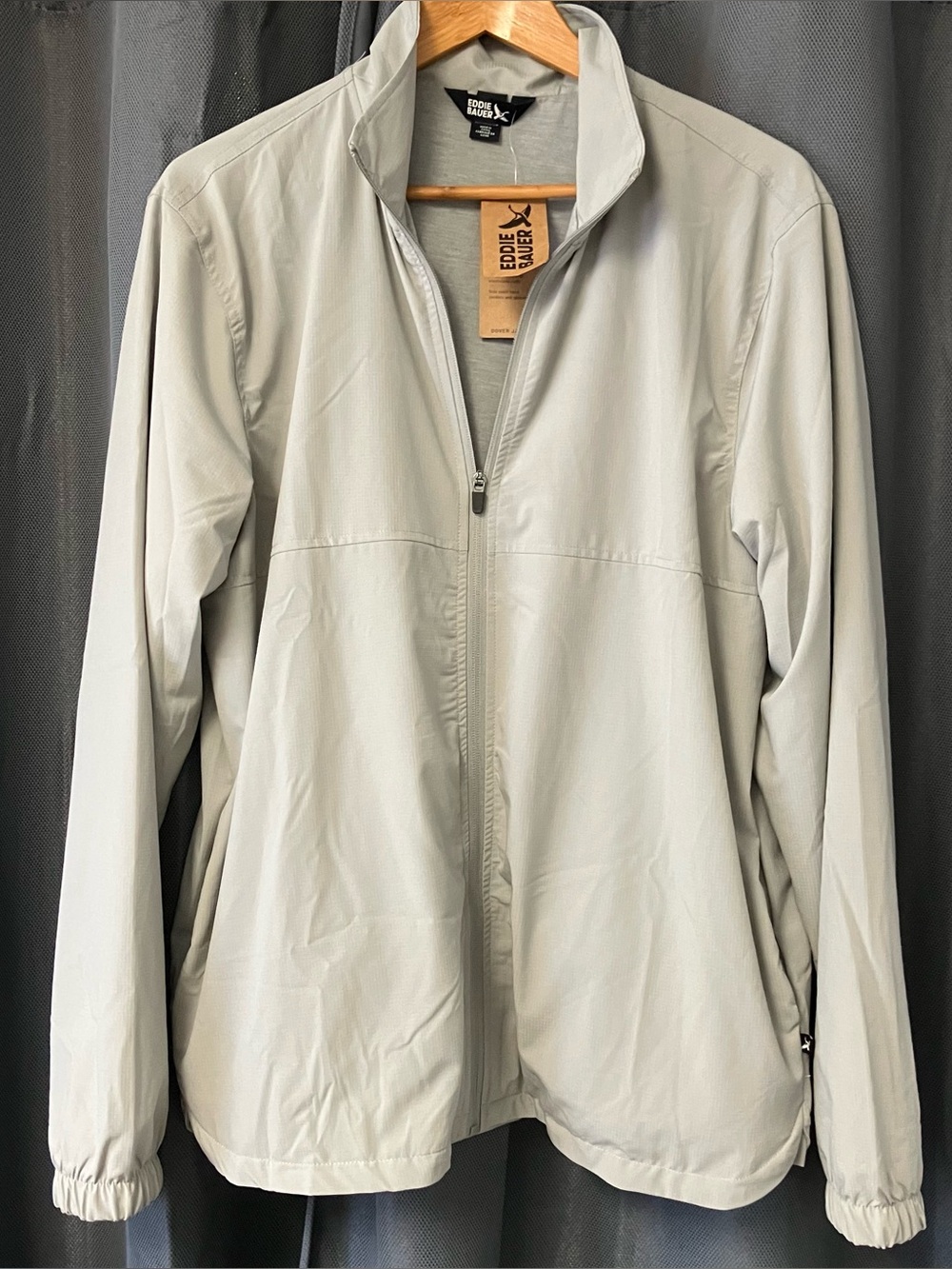 Eddie Bauer Men’s Light Gray Utility Zip Jacket - Lightweight Layer Large